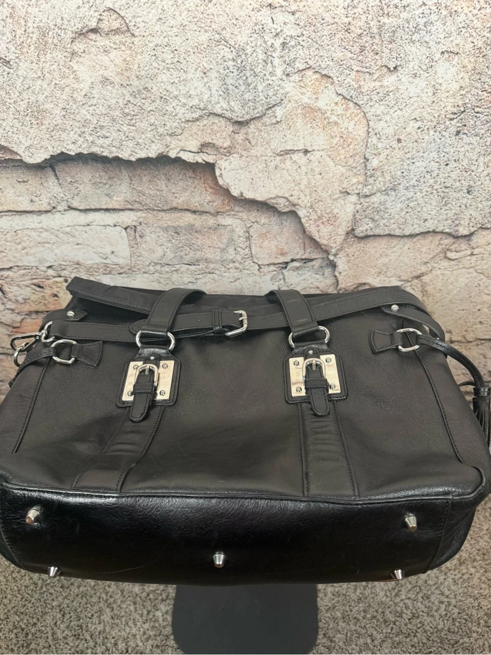 WILSON LEATHER EUC XL BLACK LEATHER BUSINESS B42 TOTE WITH CROSSBODY STRAP